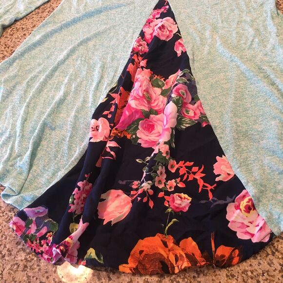 Anthro 12PM By Mon Ami Small Blue Long Sleeve Top Peasant Blouse Floral Back - Picture 12 of 12